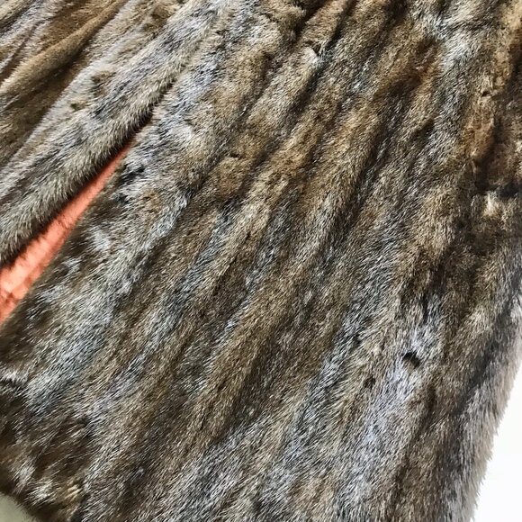 Bryan Mawr Full Length Mink Coat Brown Orange Silk Lining In Excellent Condition - Picture 6 of 9